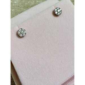 PAJ Sterling Silver 925 Cubic Zirconia Floral Minimalist Cluster Stud Earrings